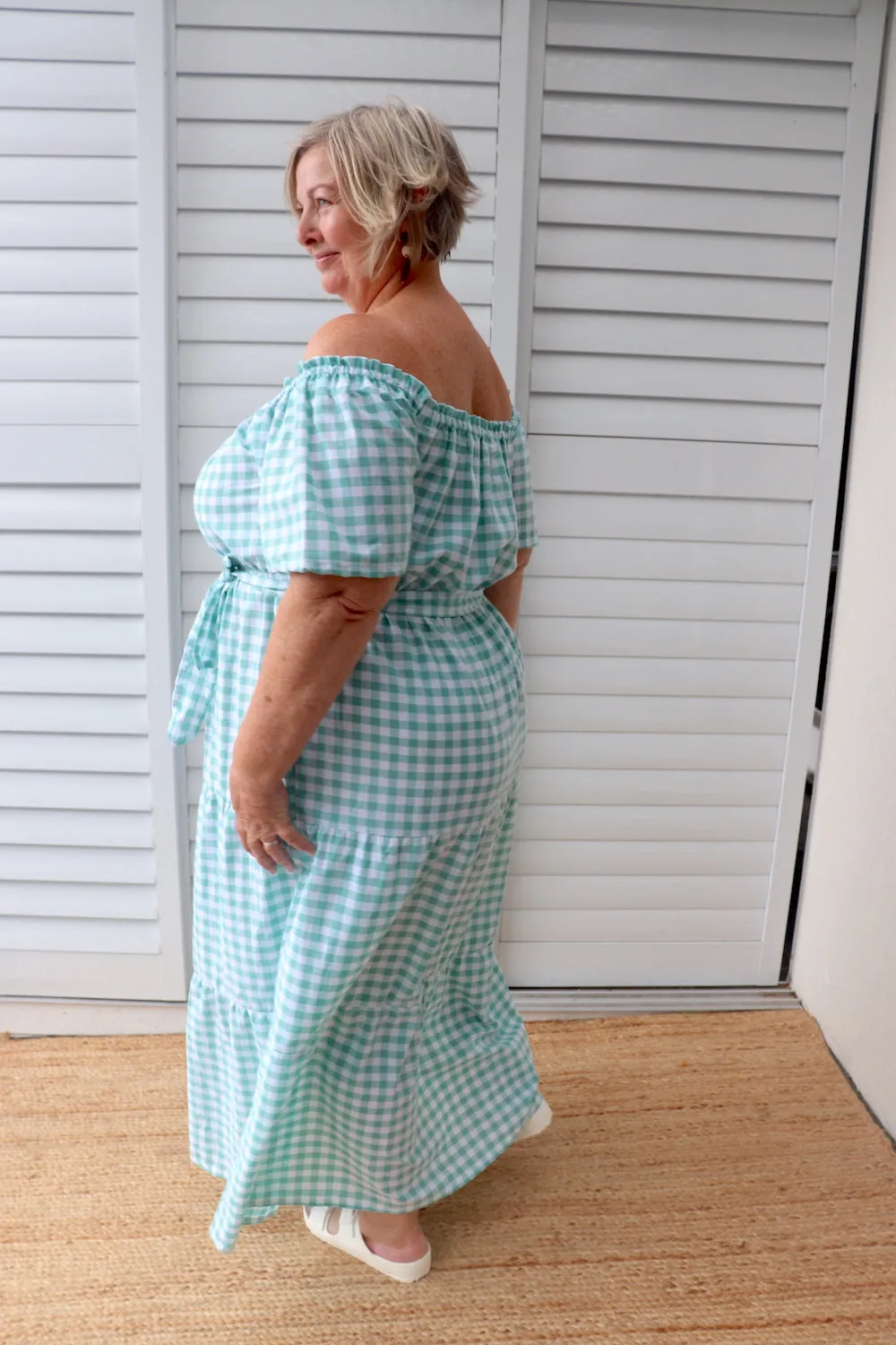 Cabarita Maxi Dress in Cotton Gingham Mint