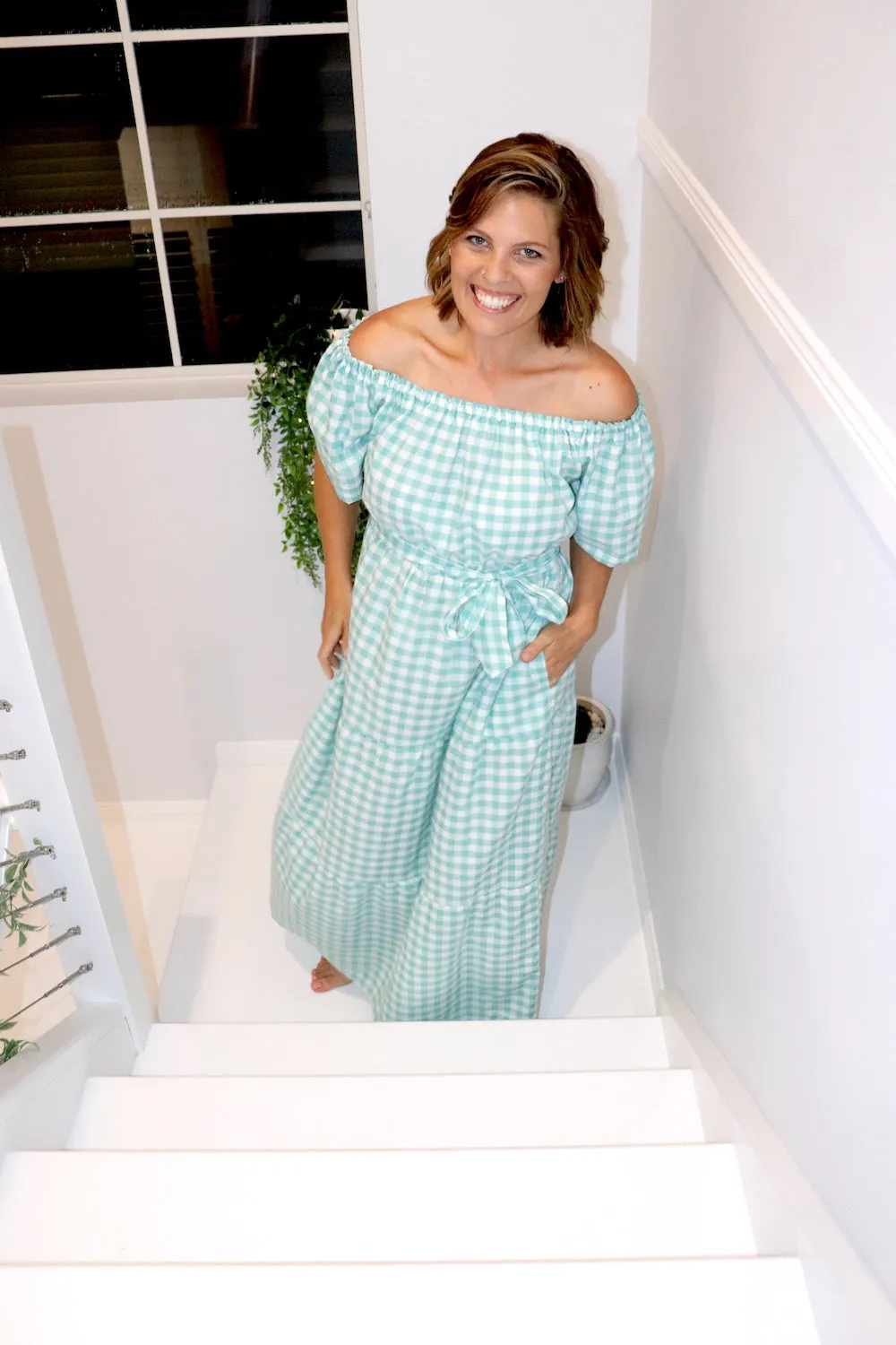 Cabarita Maxi Dress in Cotton Gingham Mint