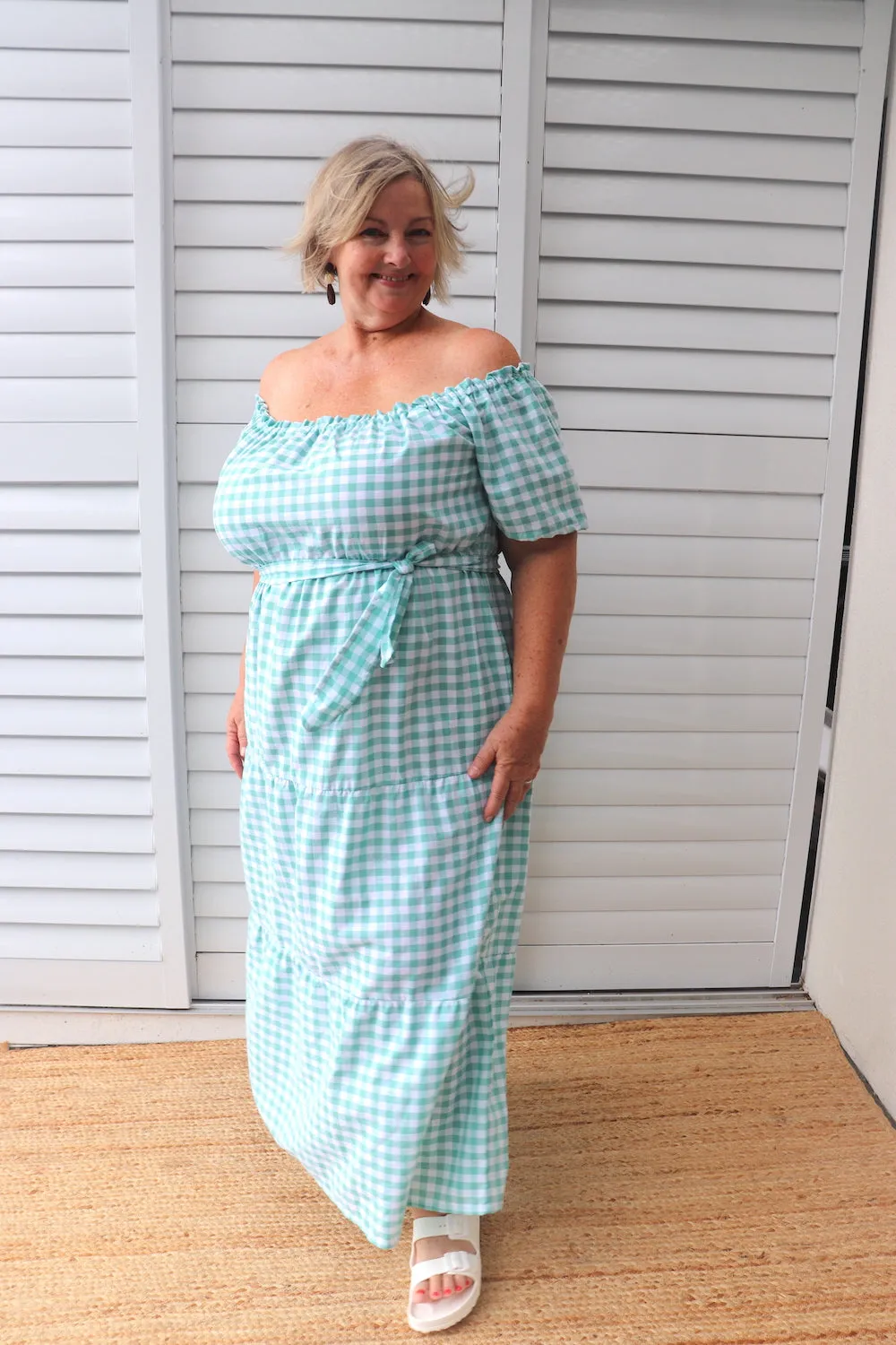 Cabarita Maxi Dress in Cotton Gingham Mint