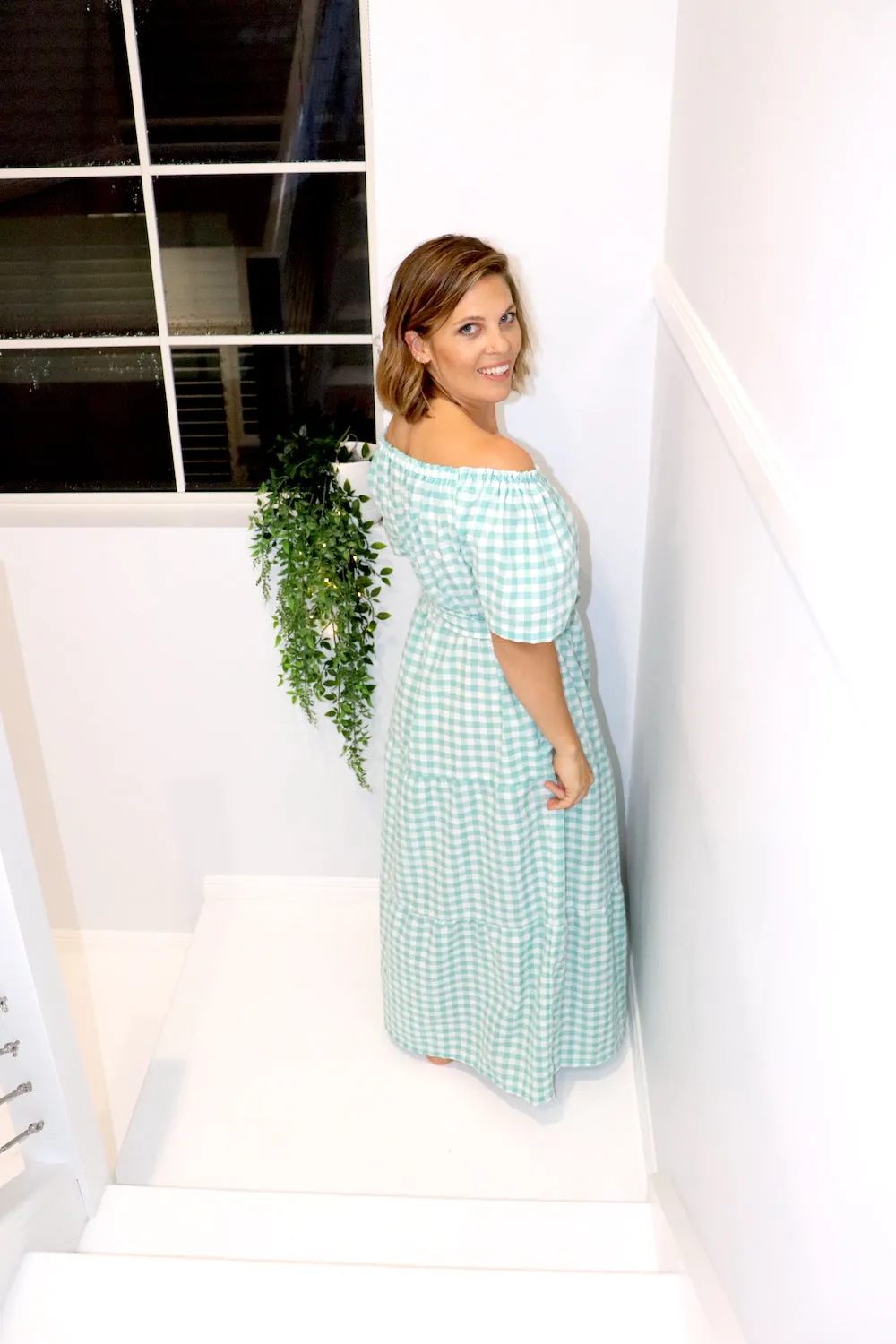 Cabarita Maxi Dress in Cotton Gingham Mint