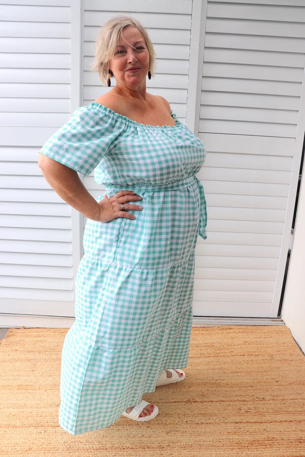 Cabarita Maxi Dress in Cotton Gingham Mint