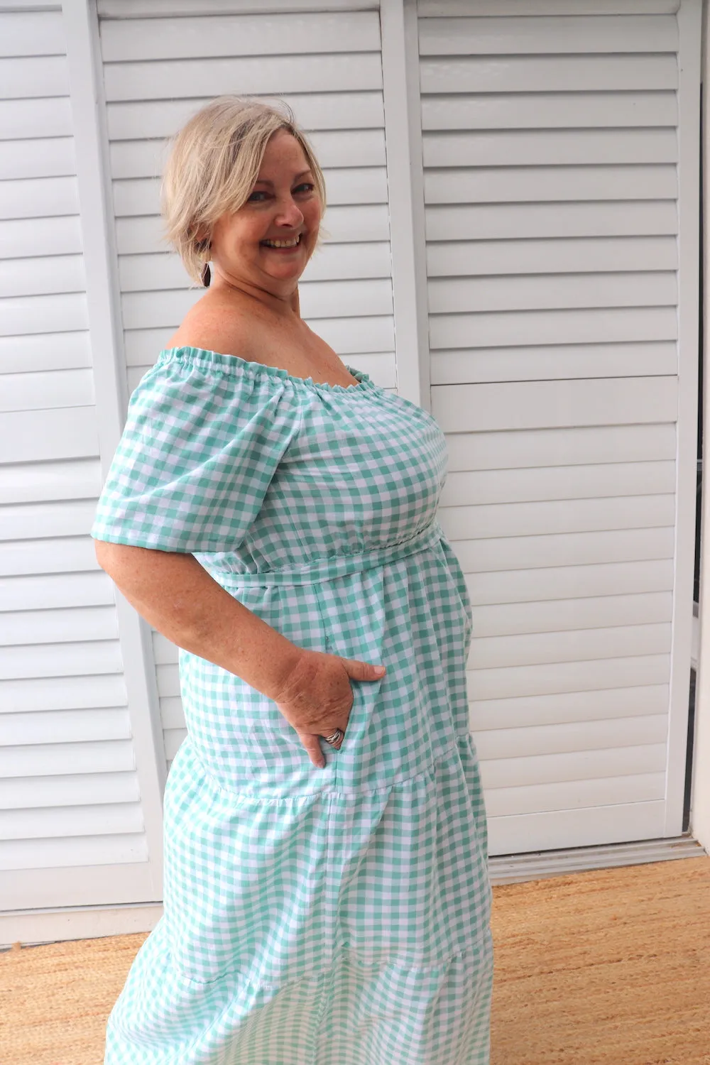 Cabarita Maxi Dress in Cotton Gingham Mint