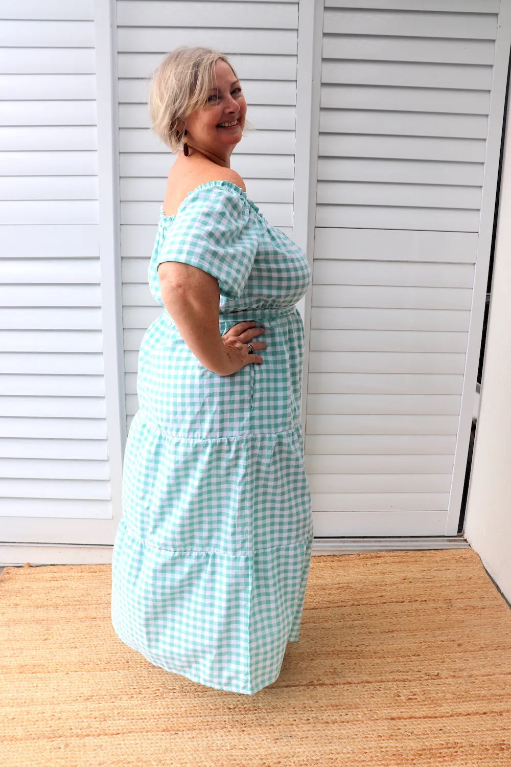 Cabarita Maxi Dress in Cotton Gingham Mint