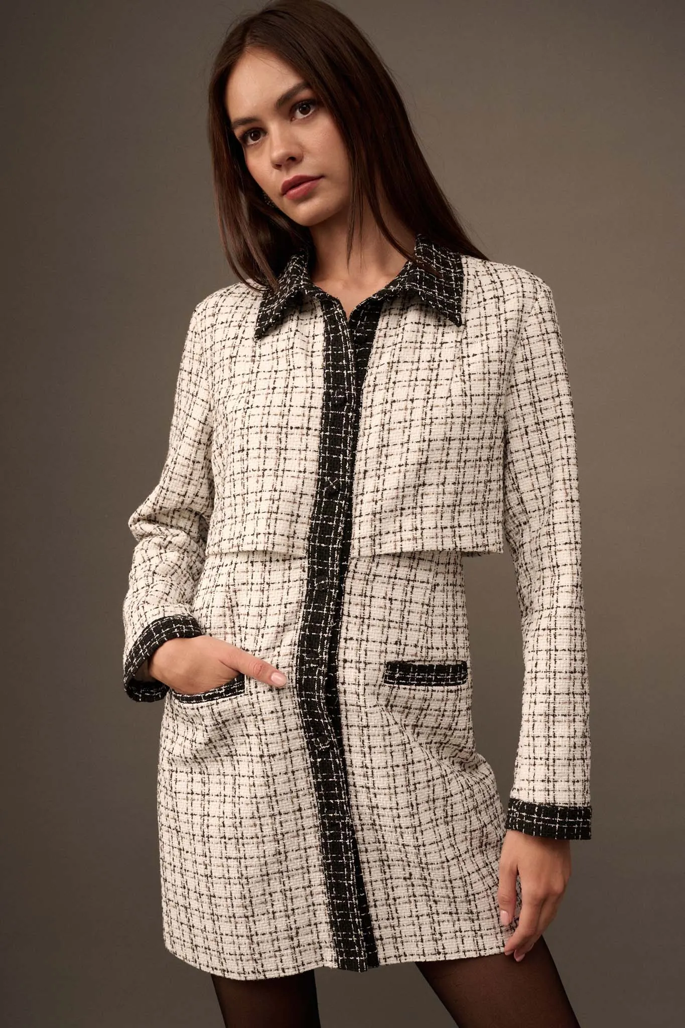 Call Me Coco Tweed Layered-Look Suit Dress