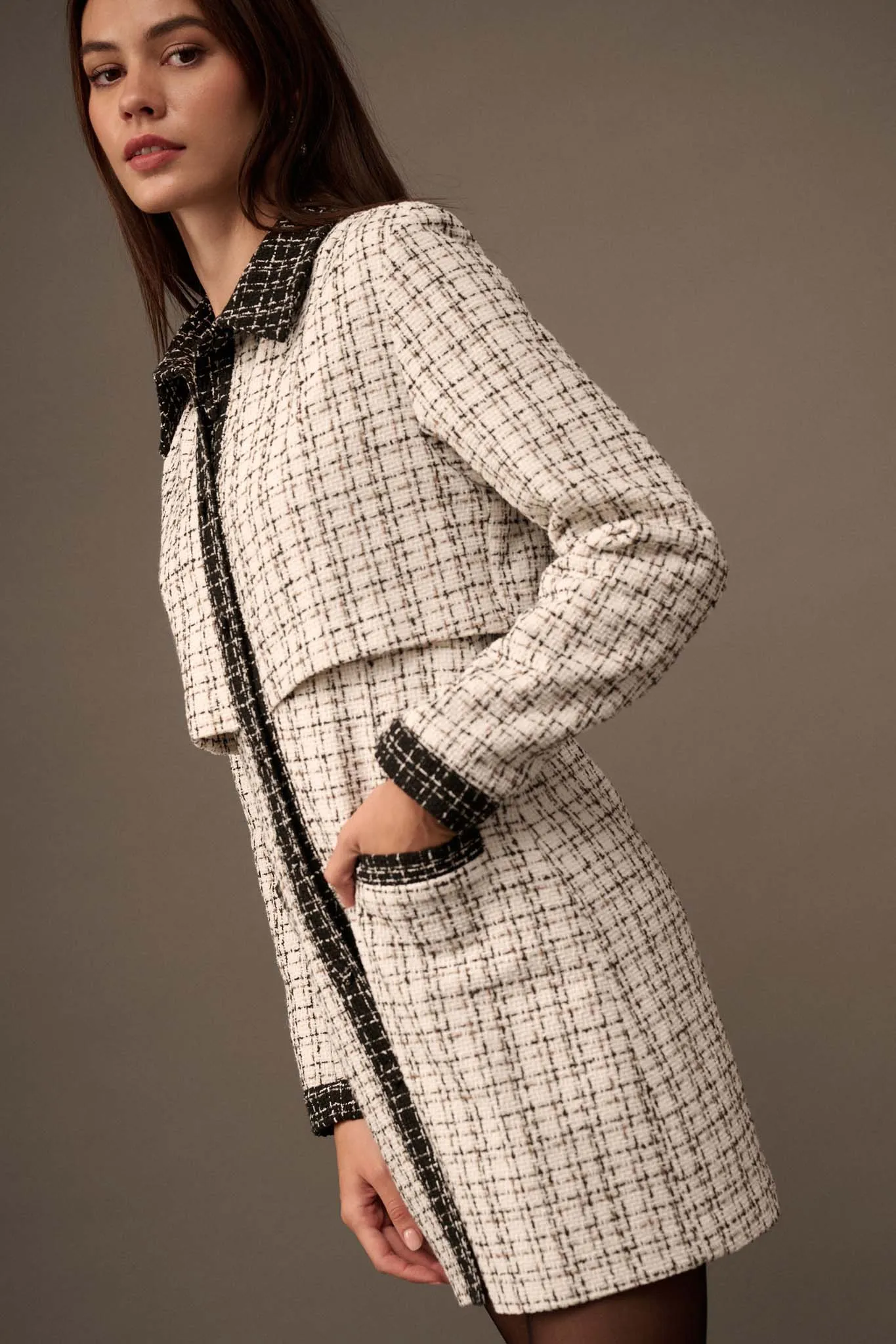 Call Me Coco Tweed Layered-Look Suit Dress