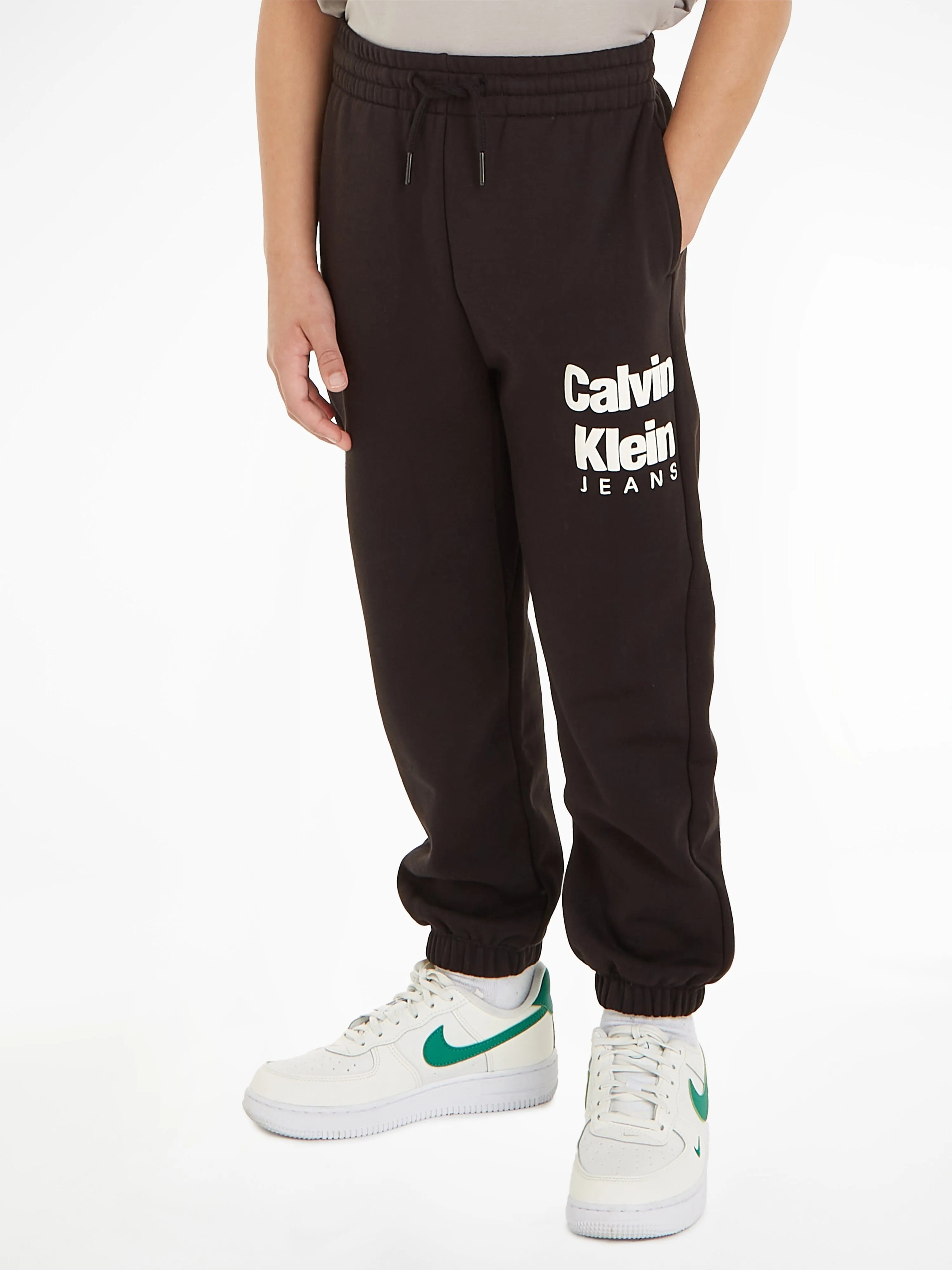 Calvin Klein Boys Mini Blown-Up Logo Joggers in Black