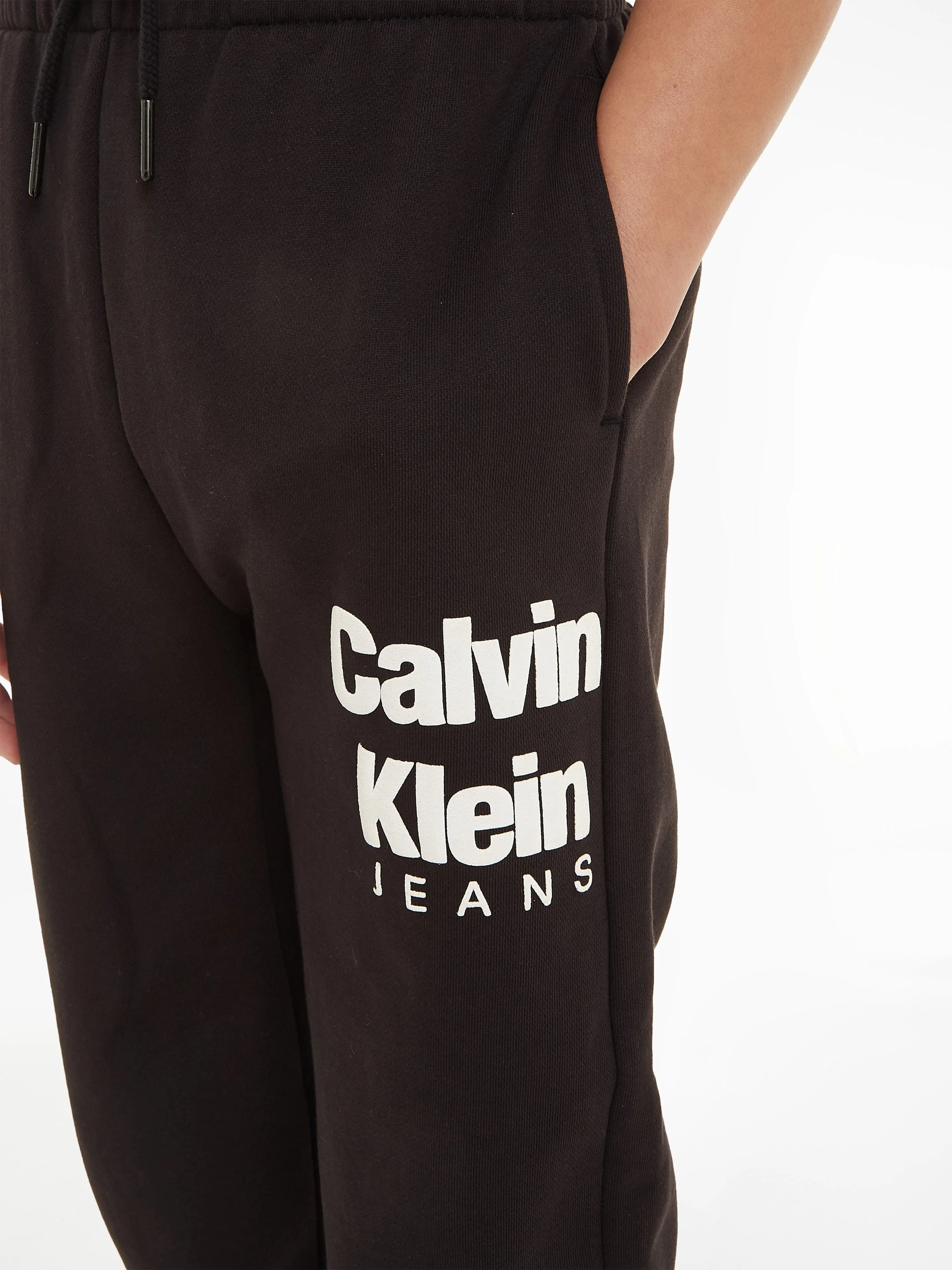 Calvin Klein Boys Mini Blown-Up Logo Joggers in Black