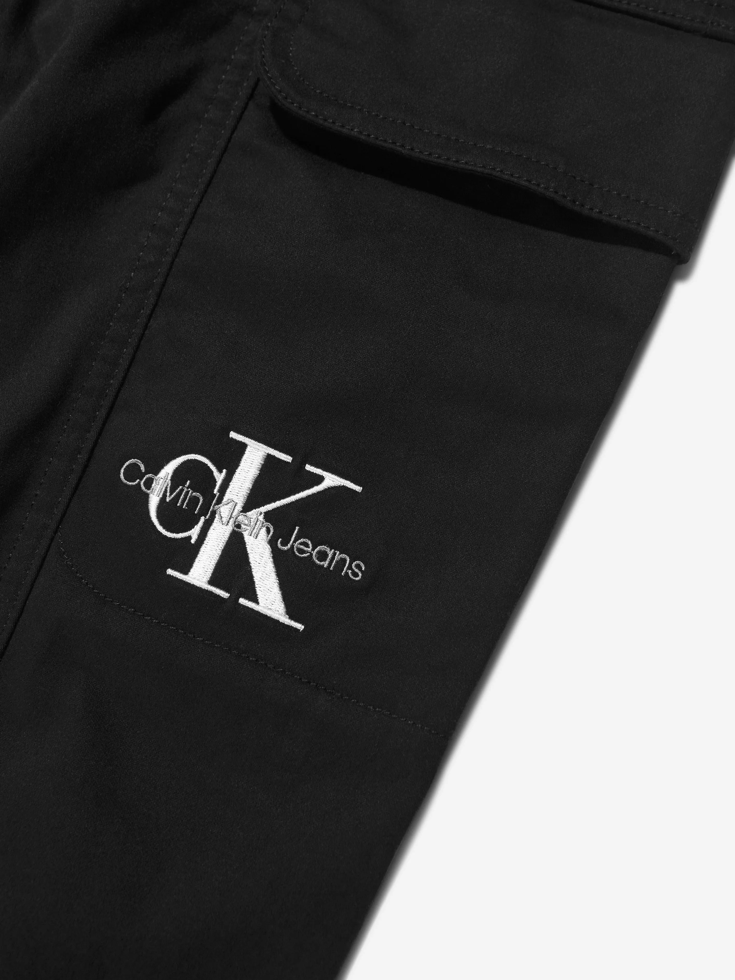 Calvin Klein Boys Sateen Cargo Joggers in Black