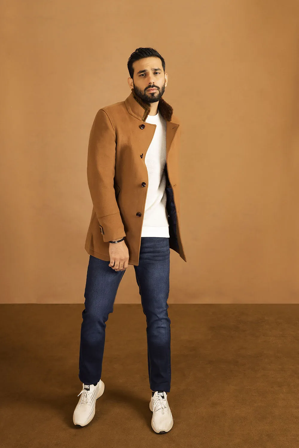 Camel Botton Down Coat