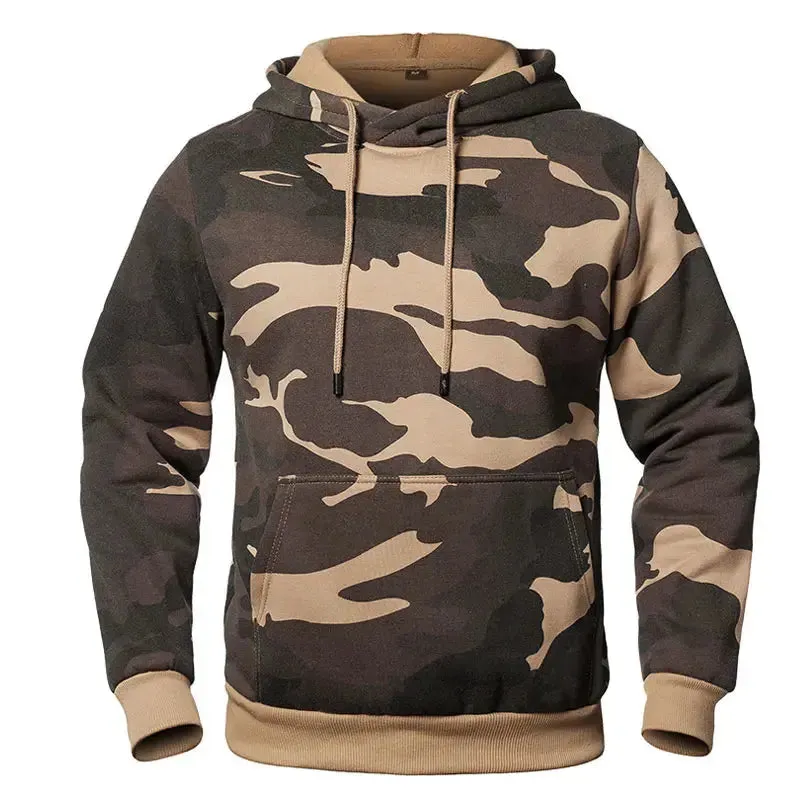 Camouflage Hoodies Men's Fashion Sweatshirt Male Camo Hooded Hip Autumn Winter Hoodie Men's Fleece Outwear Coats US/EUR Size