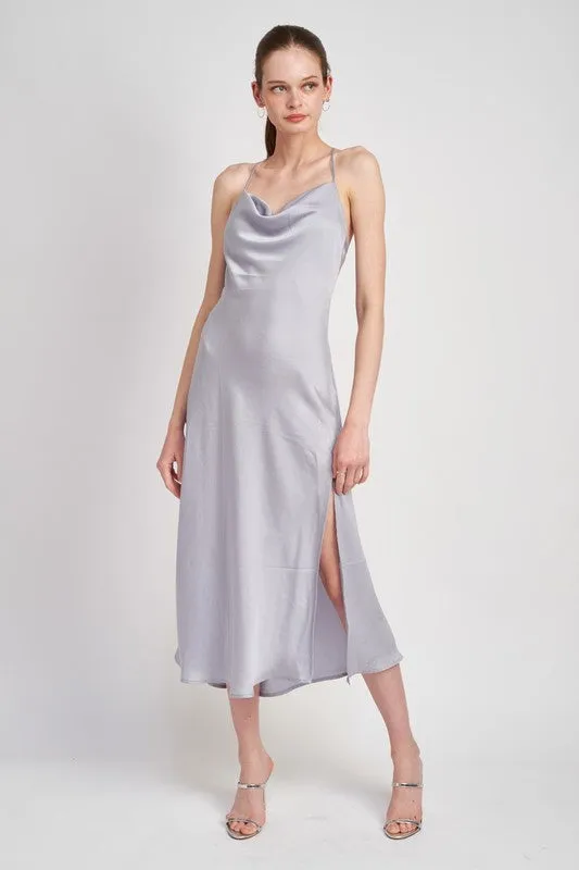 Can Love ME Cowl Neck Slip Midi Dress