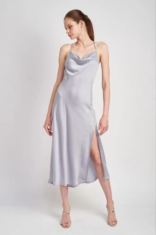 Can Love ME Cowl Neck Slip Midi Dress