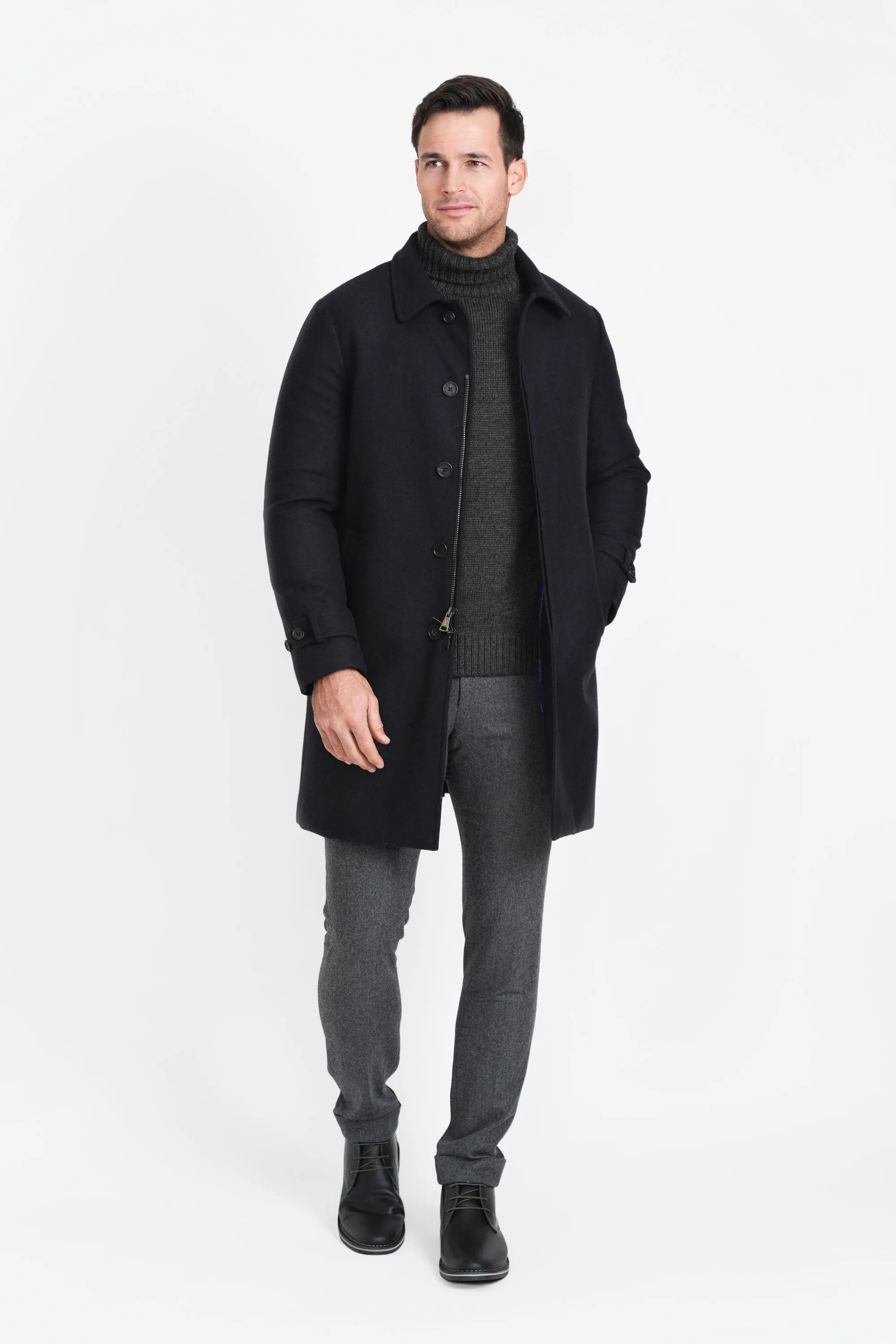 Cashmere Wool ¾ Length, Black