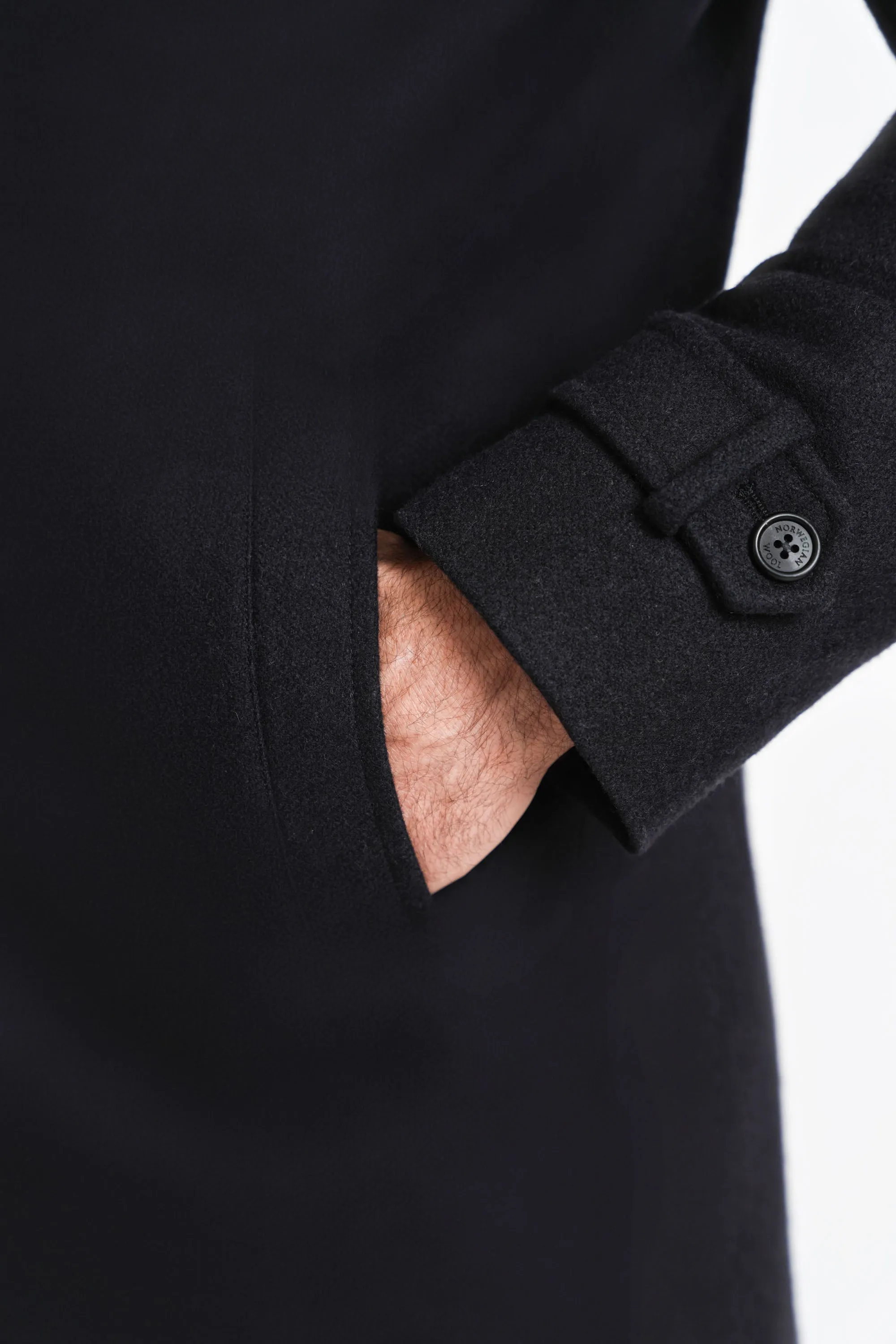 Cashmere Wool ¾ Length, Black