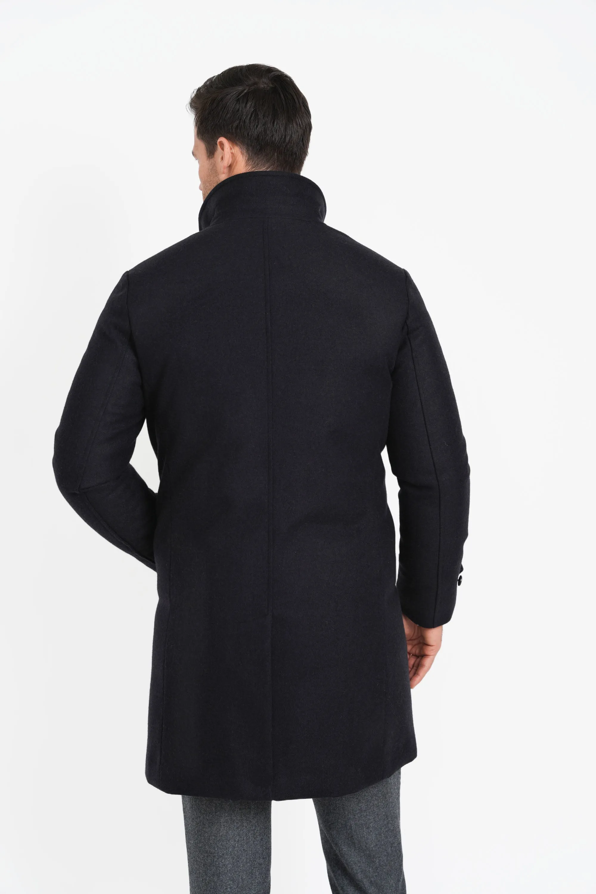 Cashmere Wool ¾ Length, Black