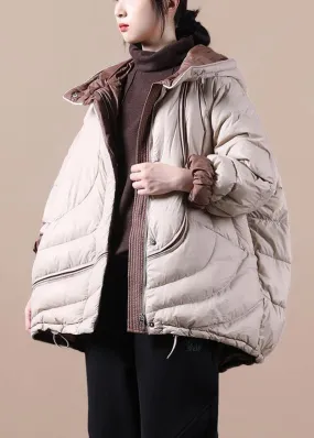 Casual casual down jacket overcoat khaki hooded pockets down cotton coat