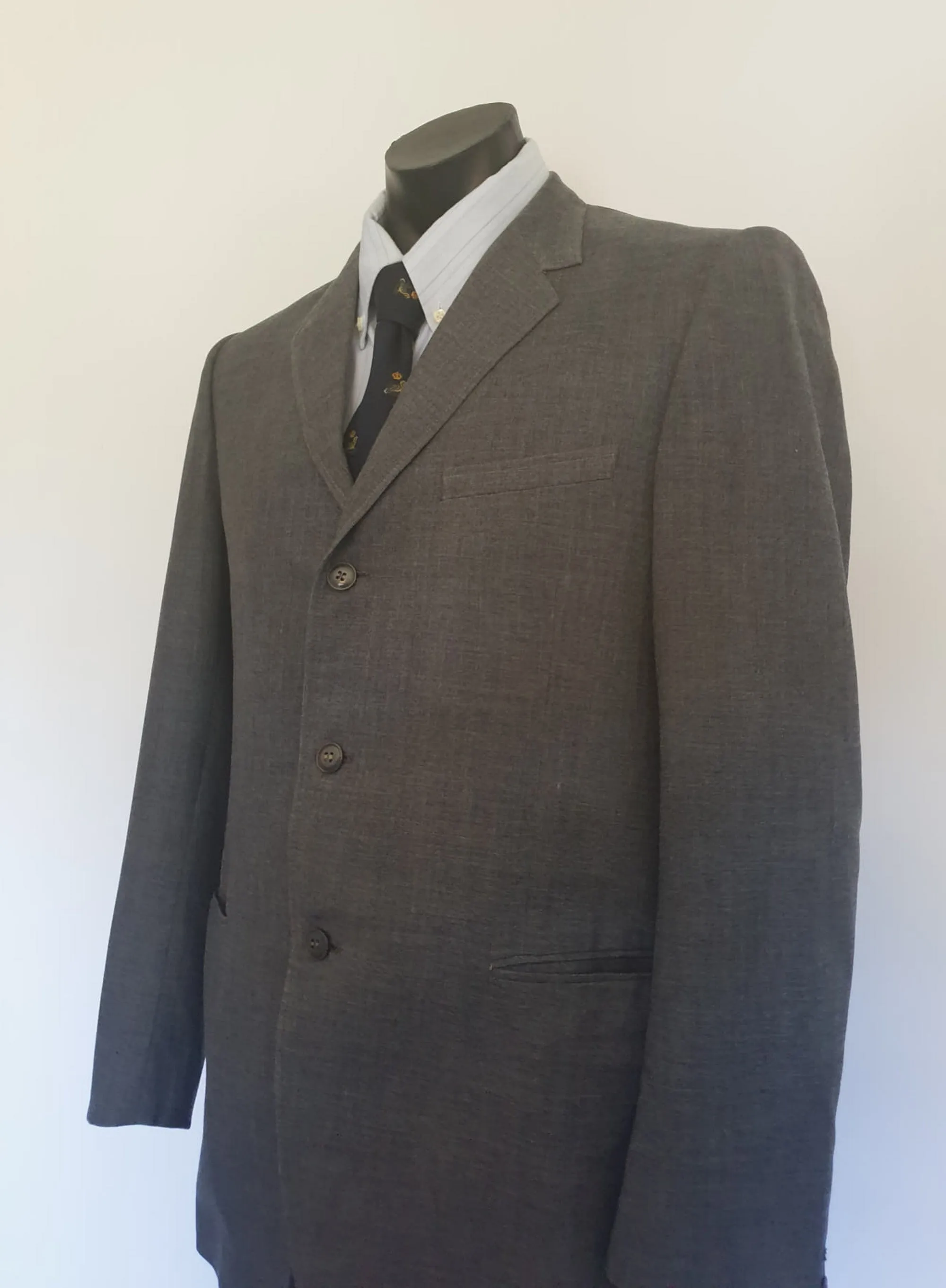 Charles Bud Tingwell Estate - 1960s Grey High Buttoning Mod Sports Jacket