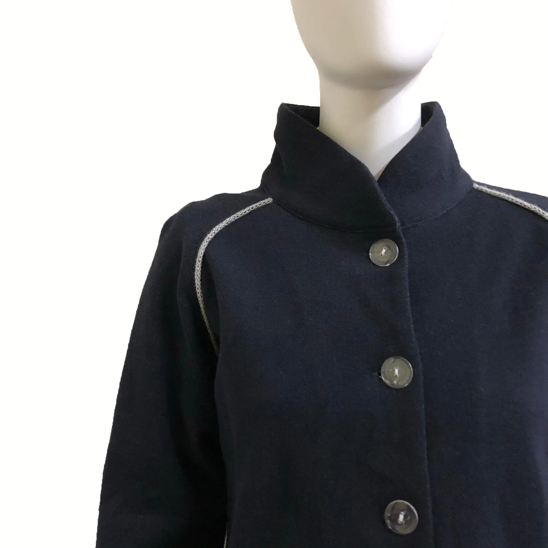 Chinese Collar Fleece Sung Jacket, Navy