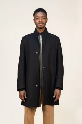 Classic Noir Wool Overcoat