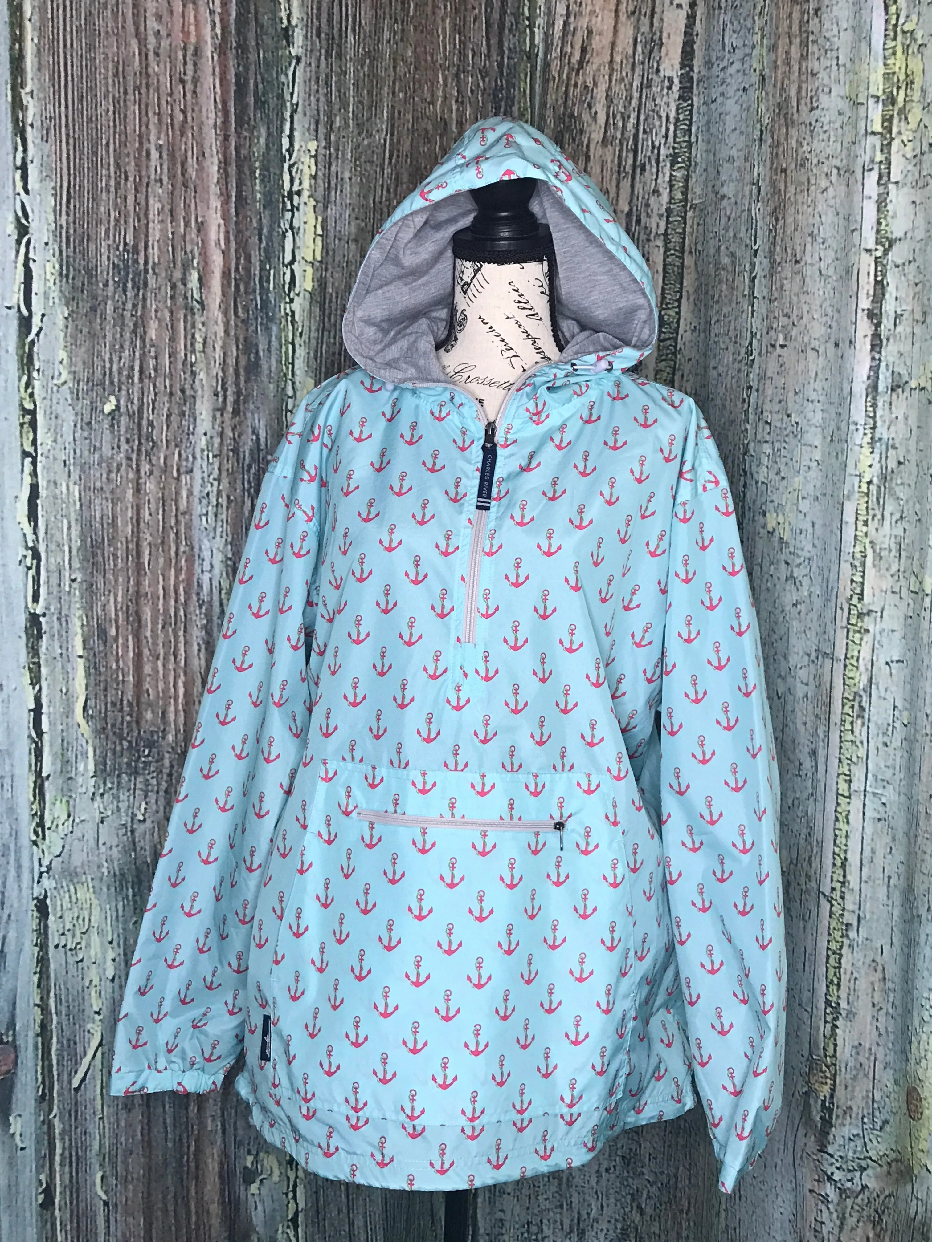 Clearance Charles River Apparel Chatham Anorak Anchor Aqua/Pink Size XL