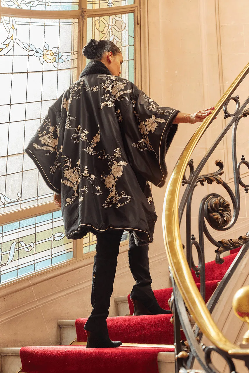 Couture Silk Taffeta Embroidered Reversible Coat