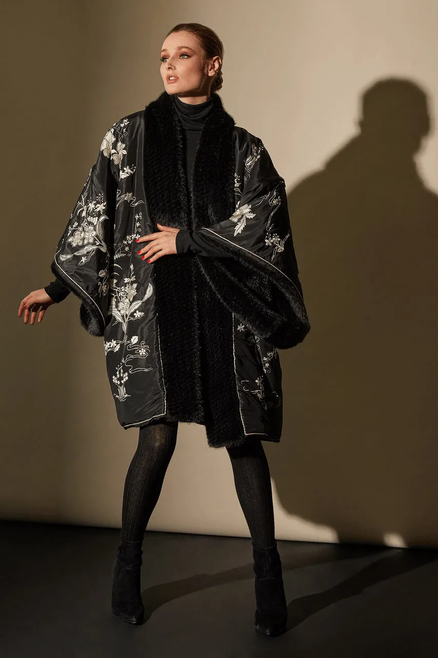 Couture Silk Taffeta Embroidered Reversible Coat