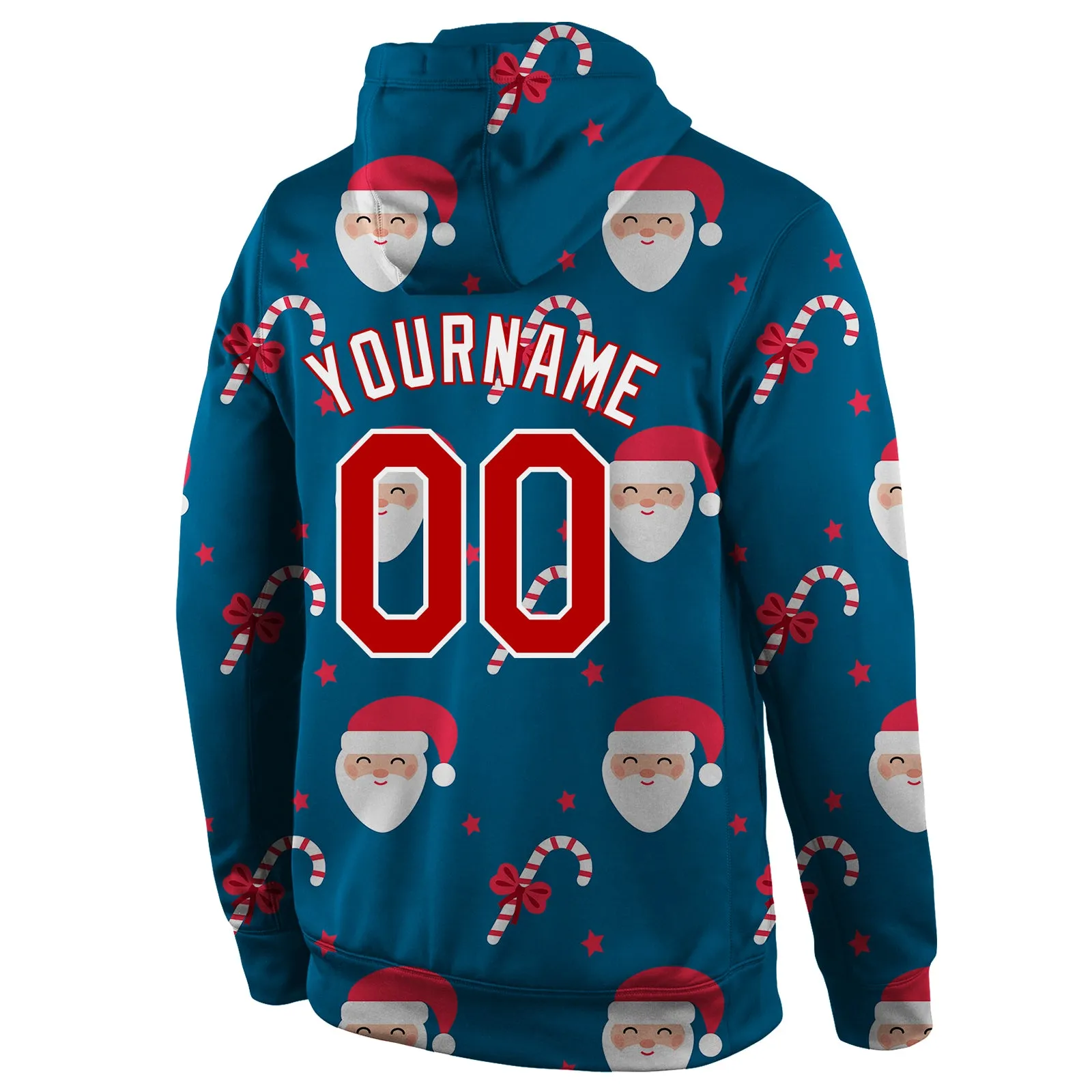 Custom Stitched Aqua Red-White Christmas 3D Sports Pullover Sweatshirt Hoodie