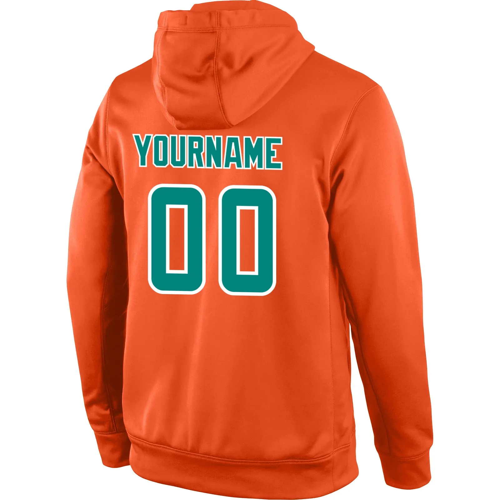 Custom Stitched Orange Aqua-White Sports Pullover Sweatshirt Hoodie