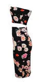 CUTE V TWO PIECE FLOWER DRESS