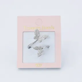 Dainty Twisted Butterfly Silver Ring F18