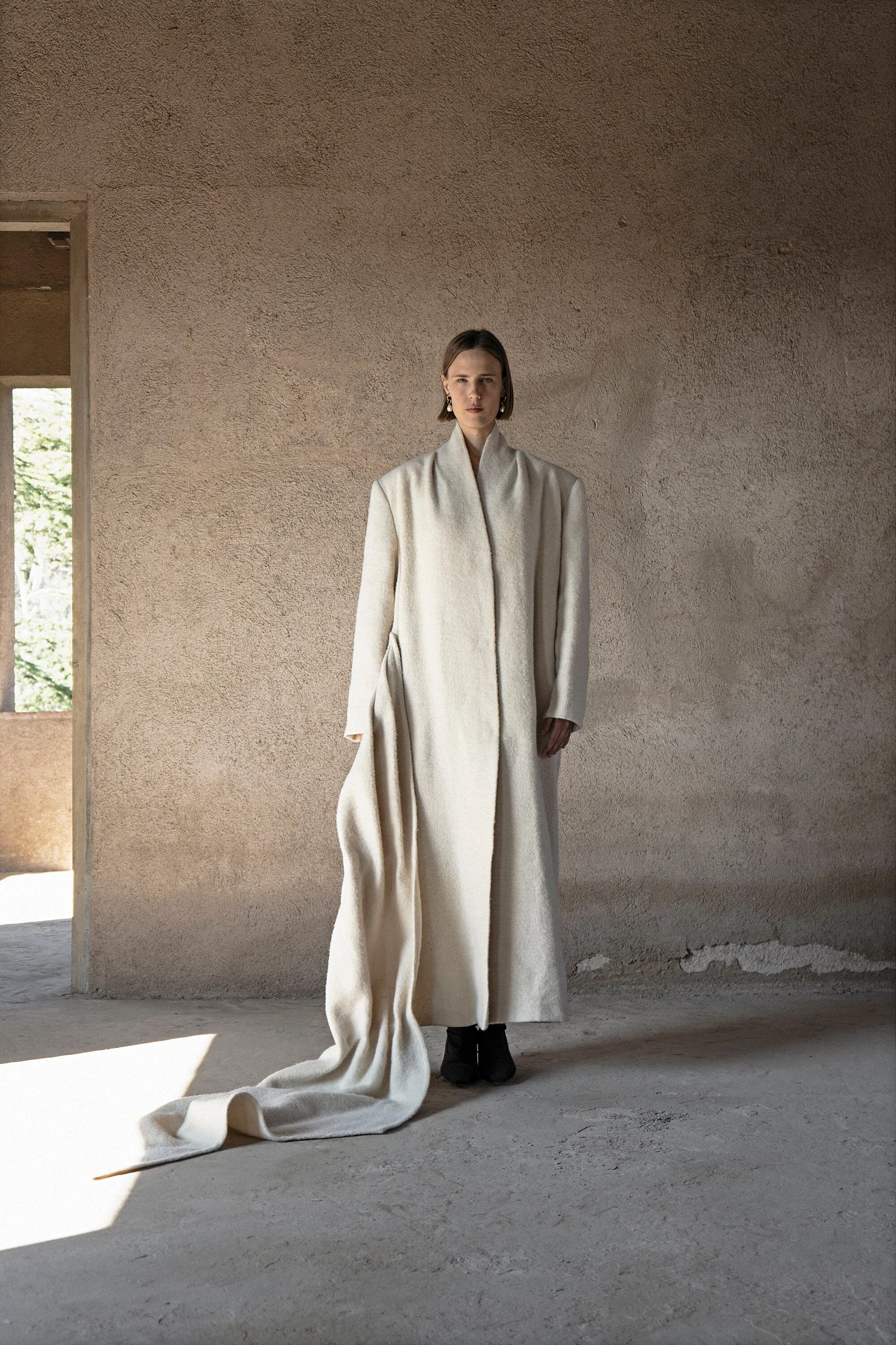 Danushka Cream Oversize Hemp Wool Coat