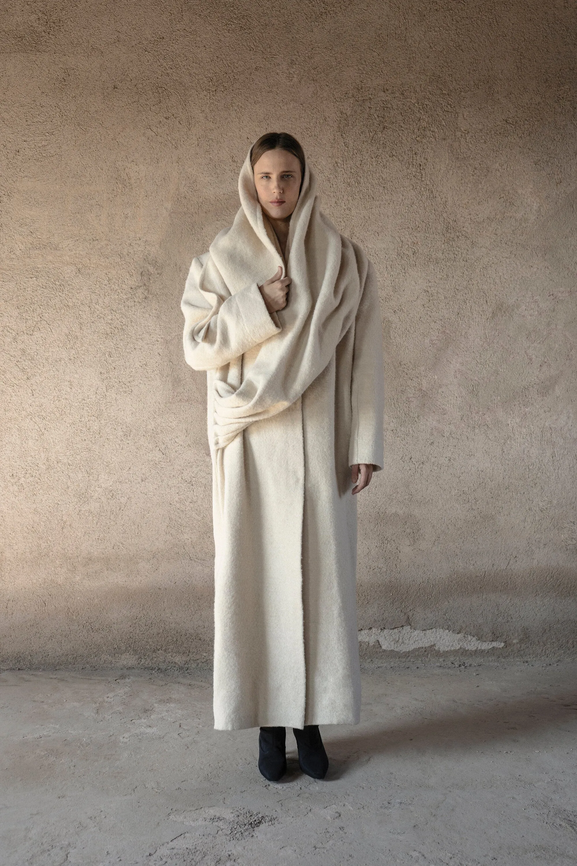 Danushka Cream Oversize Hemp Wool Coat