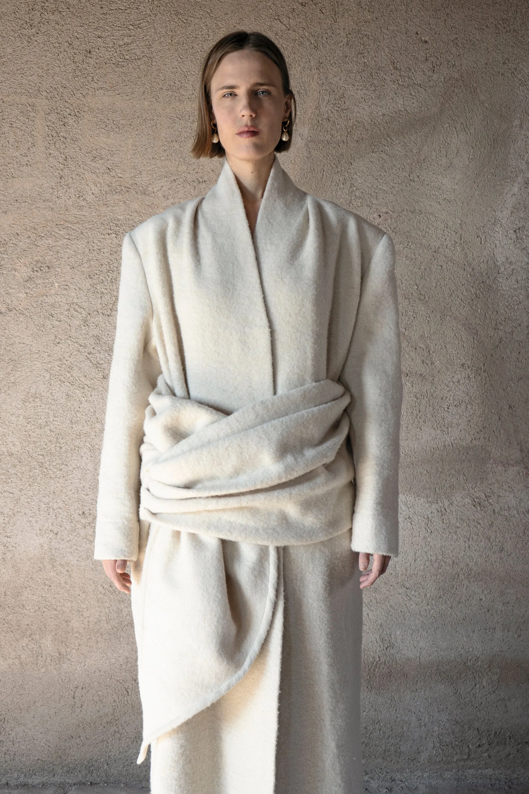 Danushka Cream Oversize Hemp Wool Coat