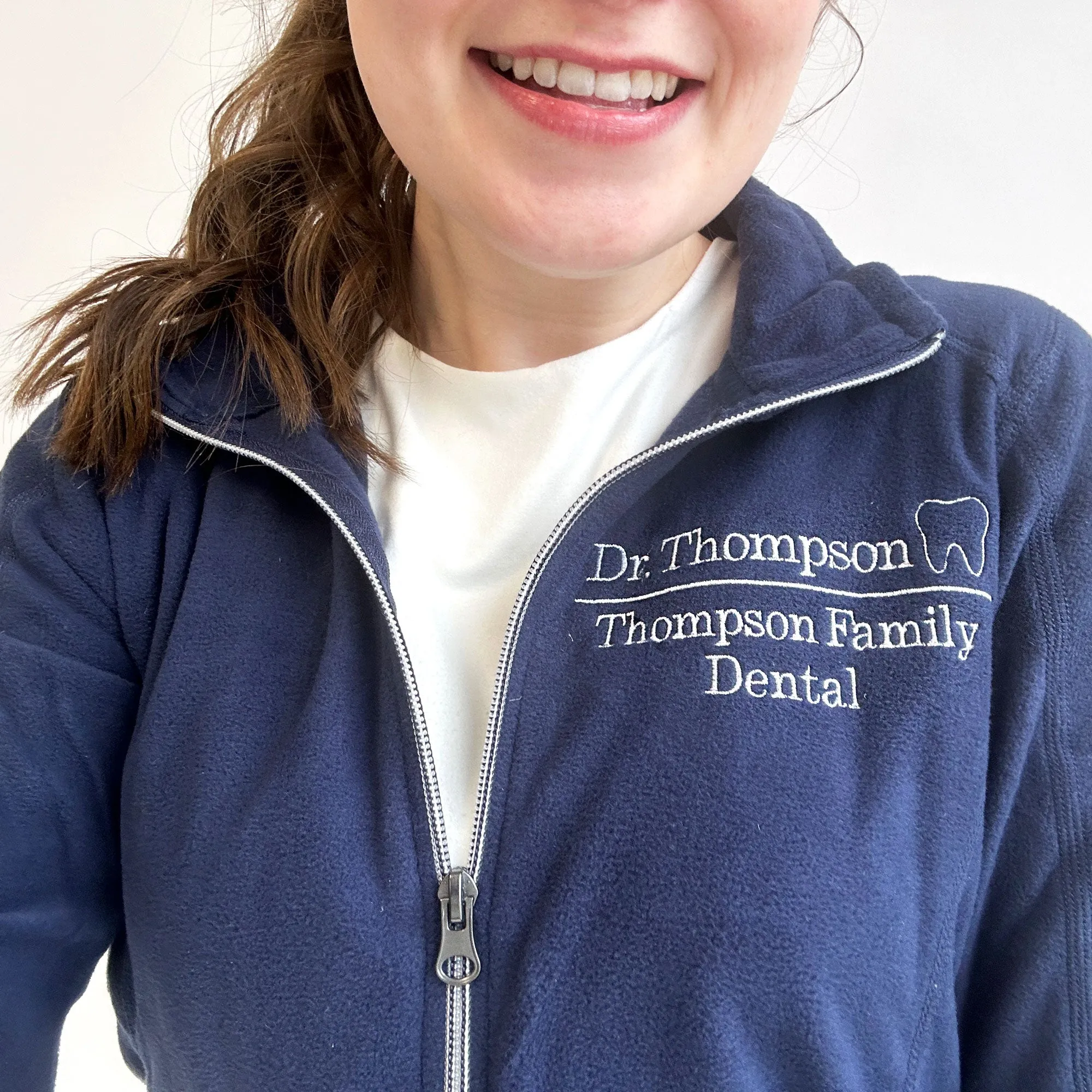 Embroidered Name & Dental Practice Full Zip Fleece Sweatshirt with Mini Outline Tooth