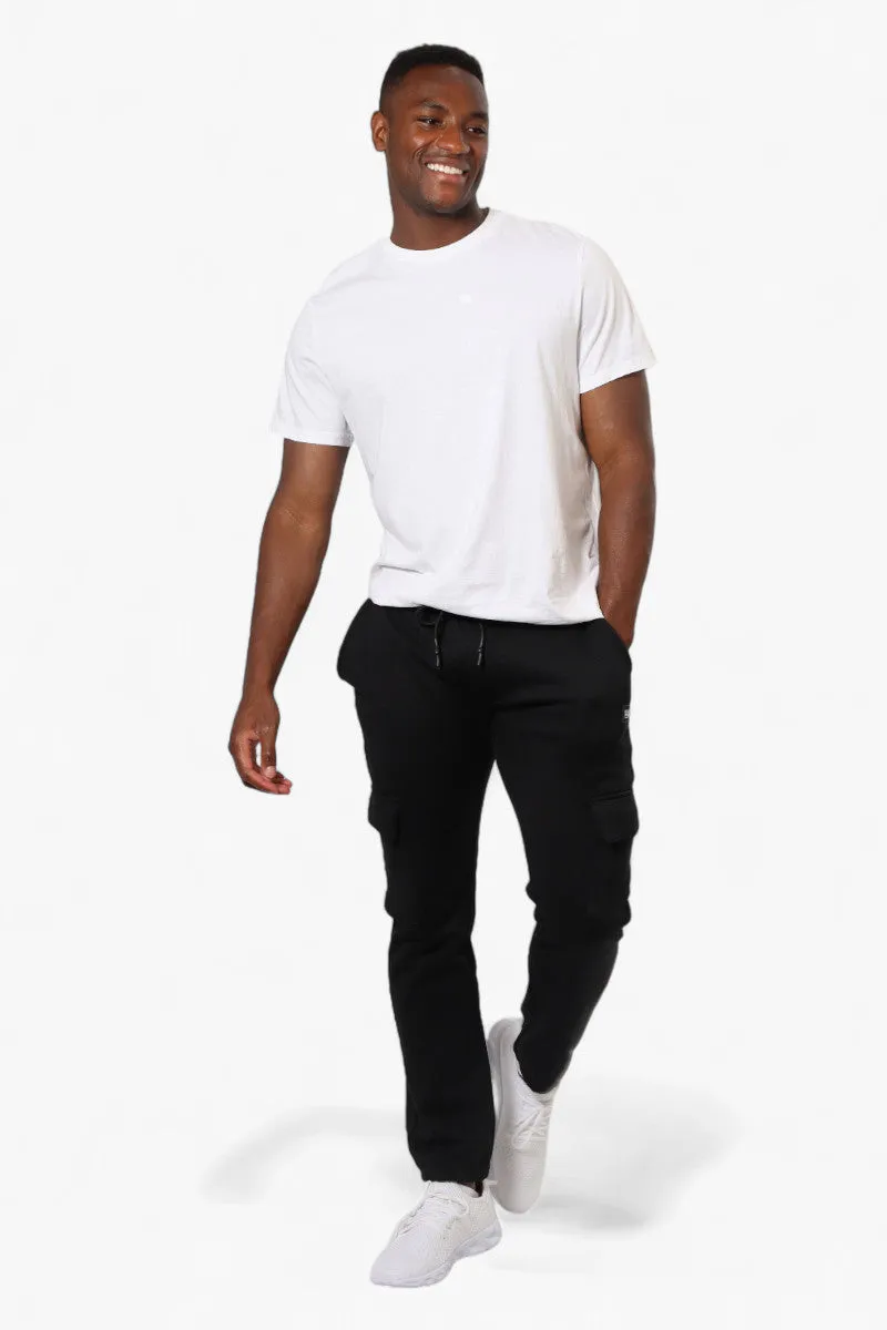 Essentials Solid Tie Waist Cargo Joggers - Black