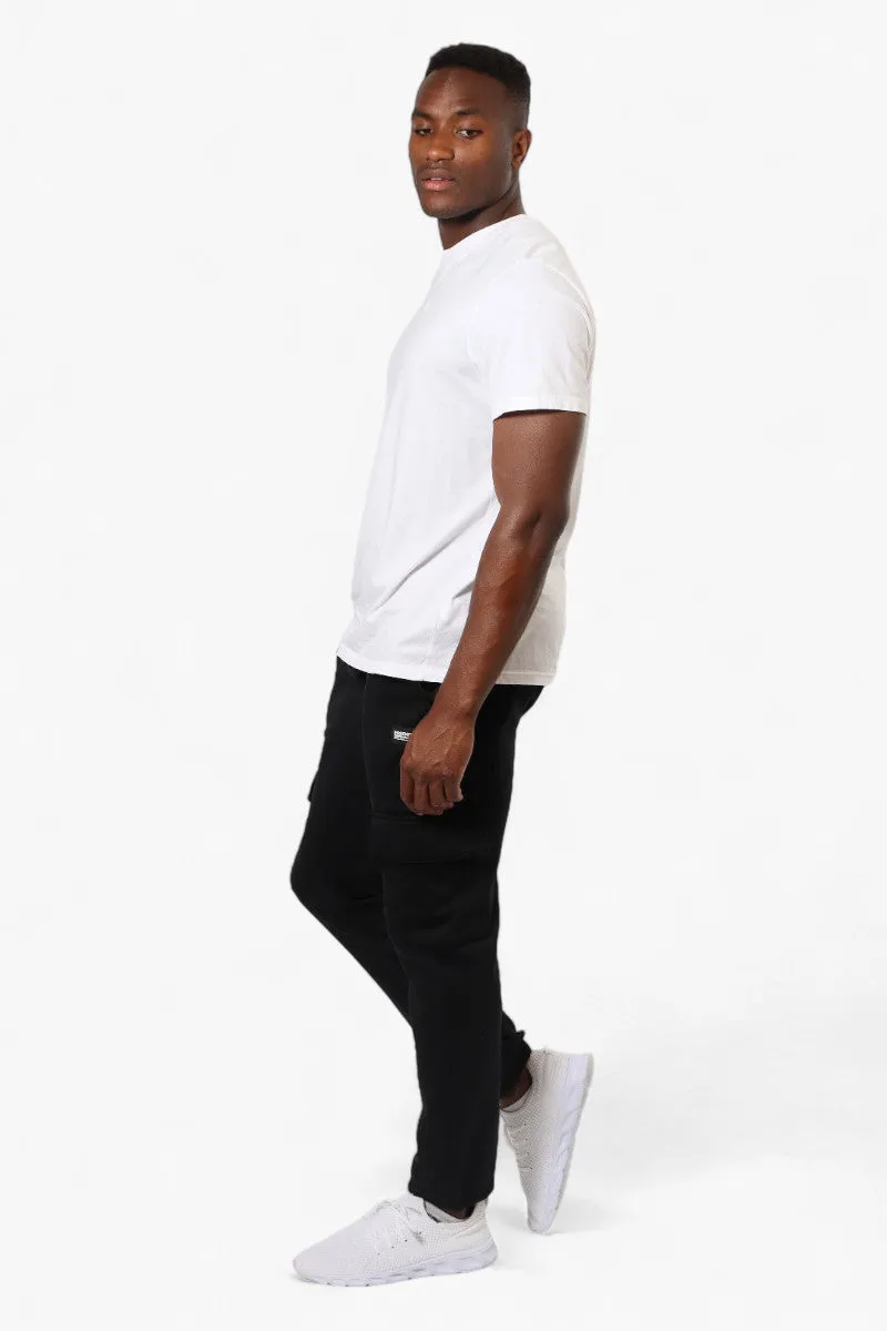 Essentials Solid Tie Waist Cargo Joggers - Black