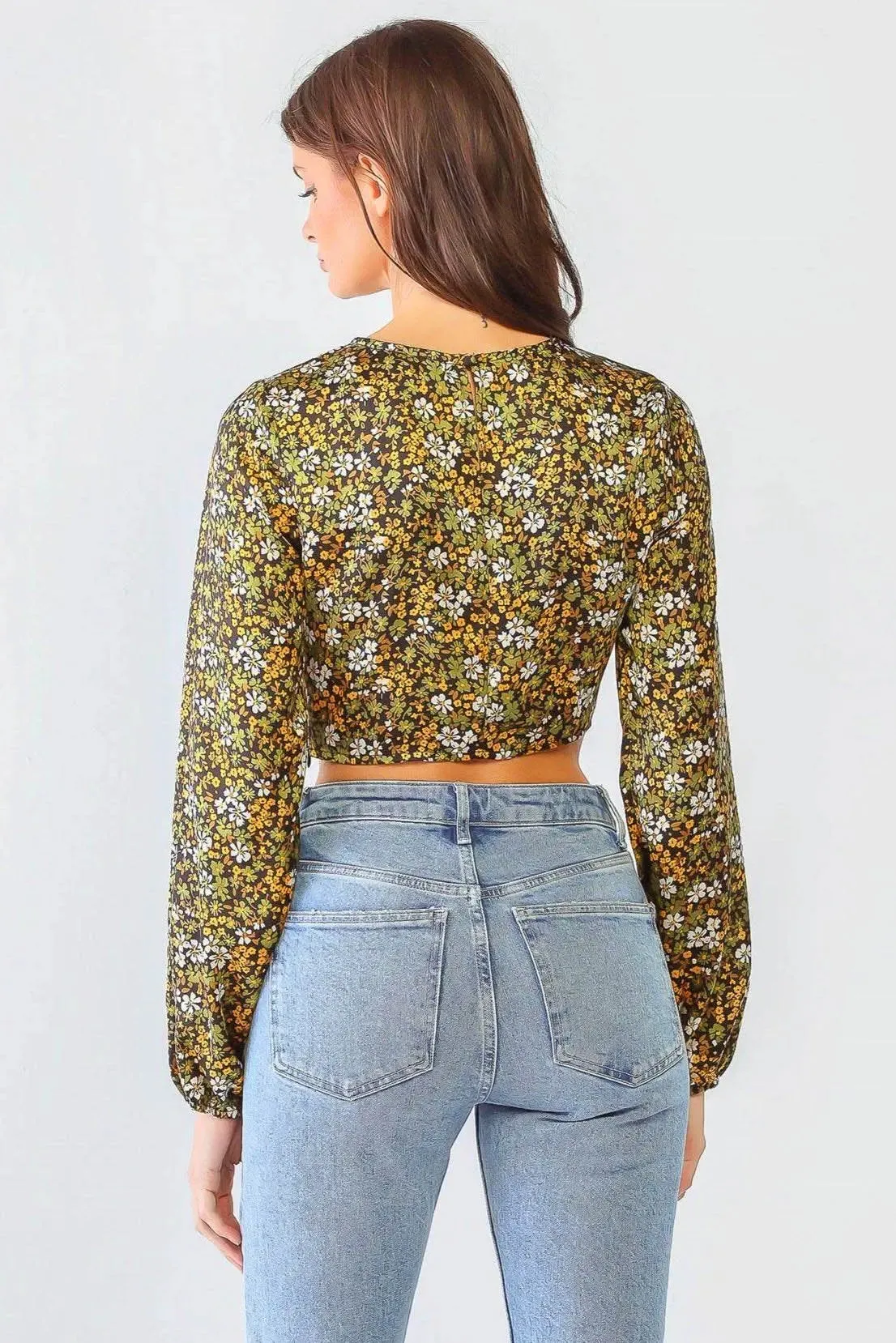 Floral Print Bliss Twist Front Detail Crop Top /1-2-2-1