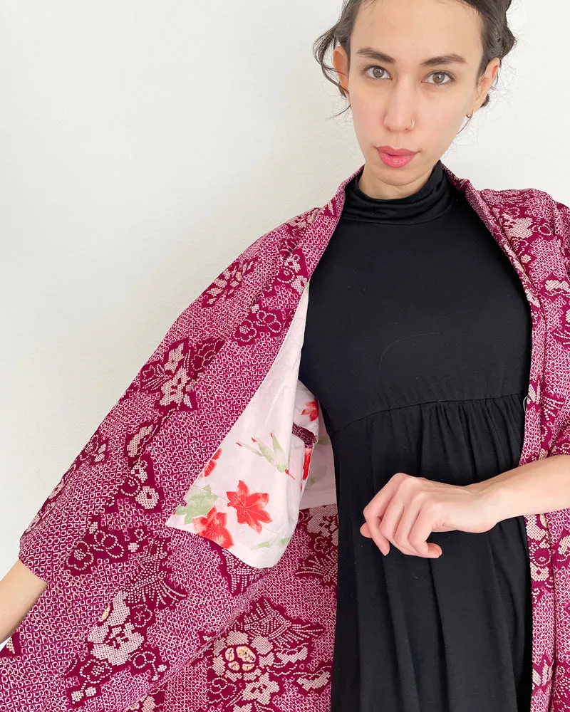 Flower Shibori Long Haori Kimono Jacket