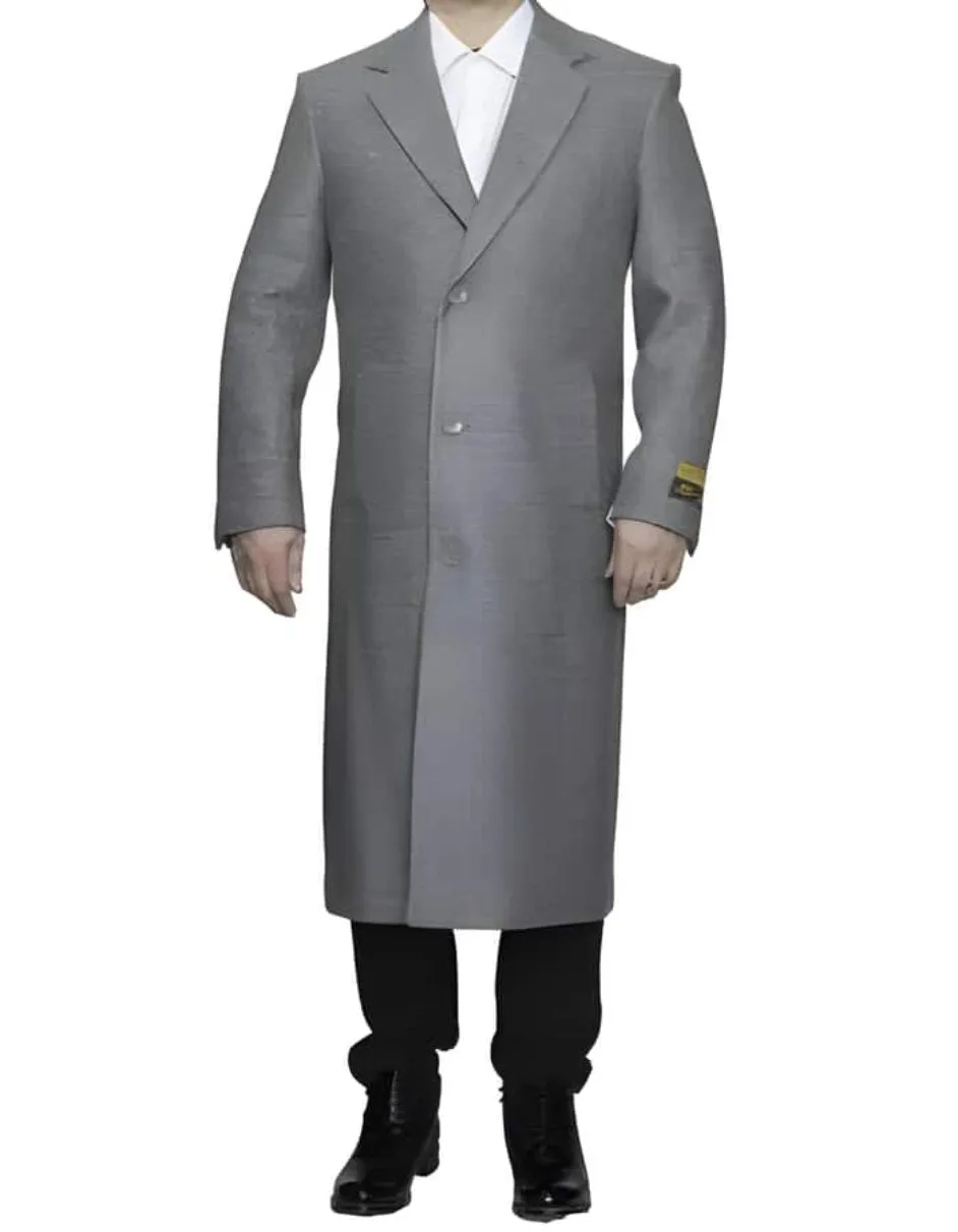 Full Length Light Grey Ankle length Wool Dress Top Coat / Overcoat