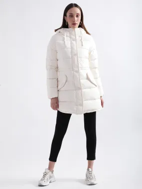 Gant Women Off White Solid Collar Overcoat