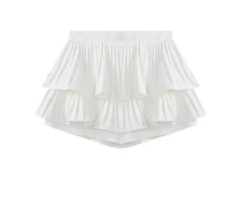Girlary Woman Solid Y2K Pleated White Skirt 2024 Summer High Waist Layered Ruffles Mini Skirt Preppy Style Fashion Faldas Para Mujeres
