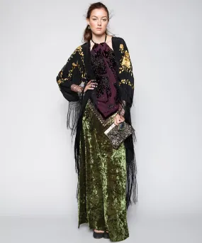 GOLDEN ROSE SILK PIANO SHAWL KIMONO