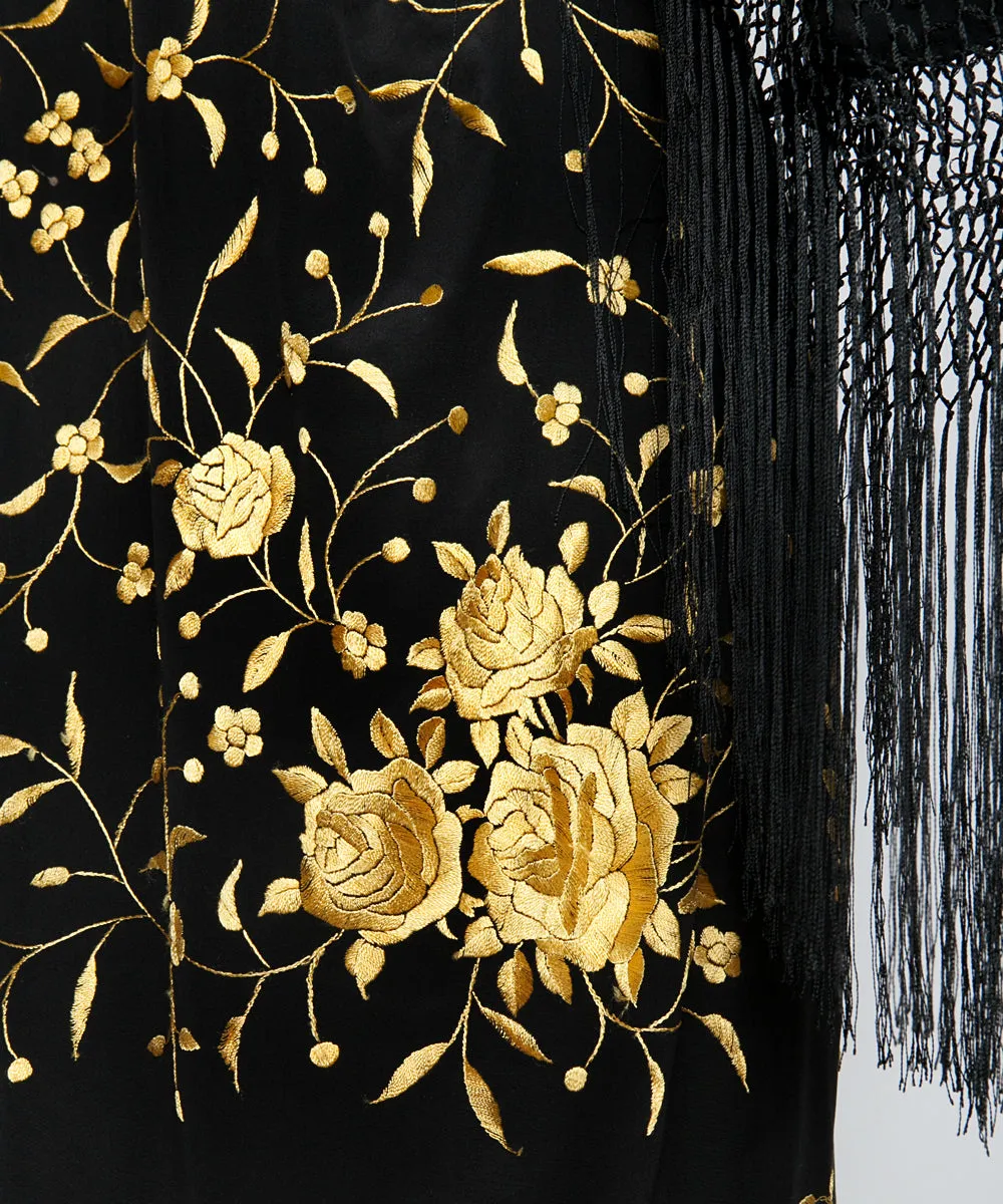 GOLDEN ROSE SILK PIANO SHAWL KIMONO