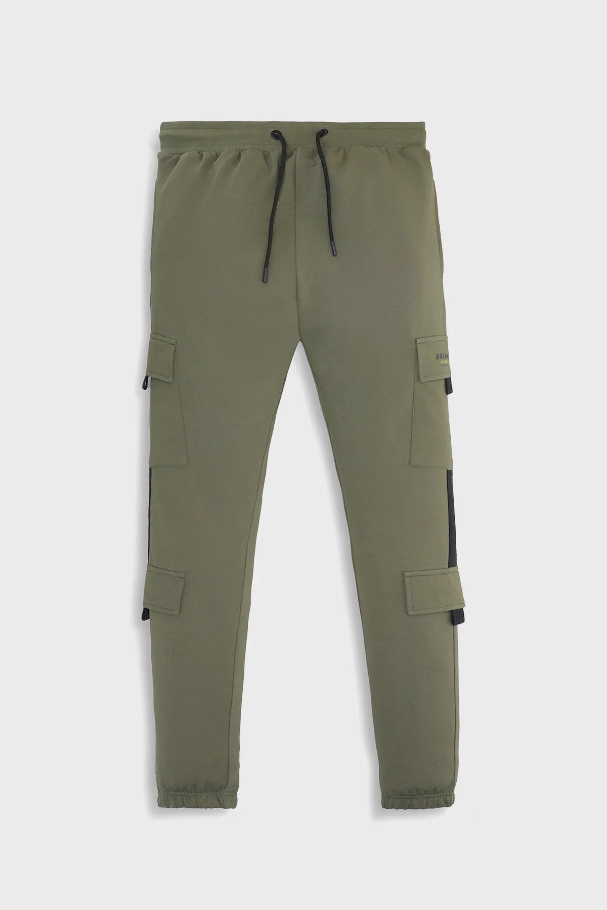 Green Cargo Joggers with Drawstring Closure & Pockets (Plus Size) - W23 - MTR097P