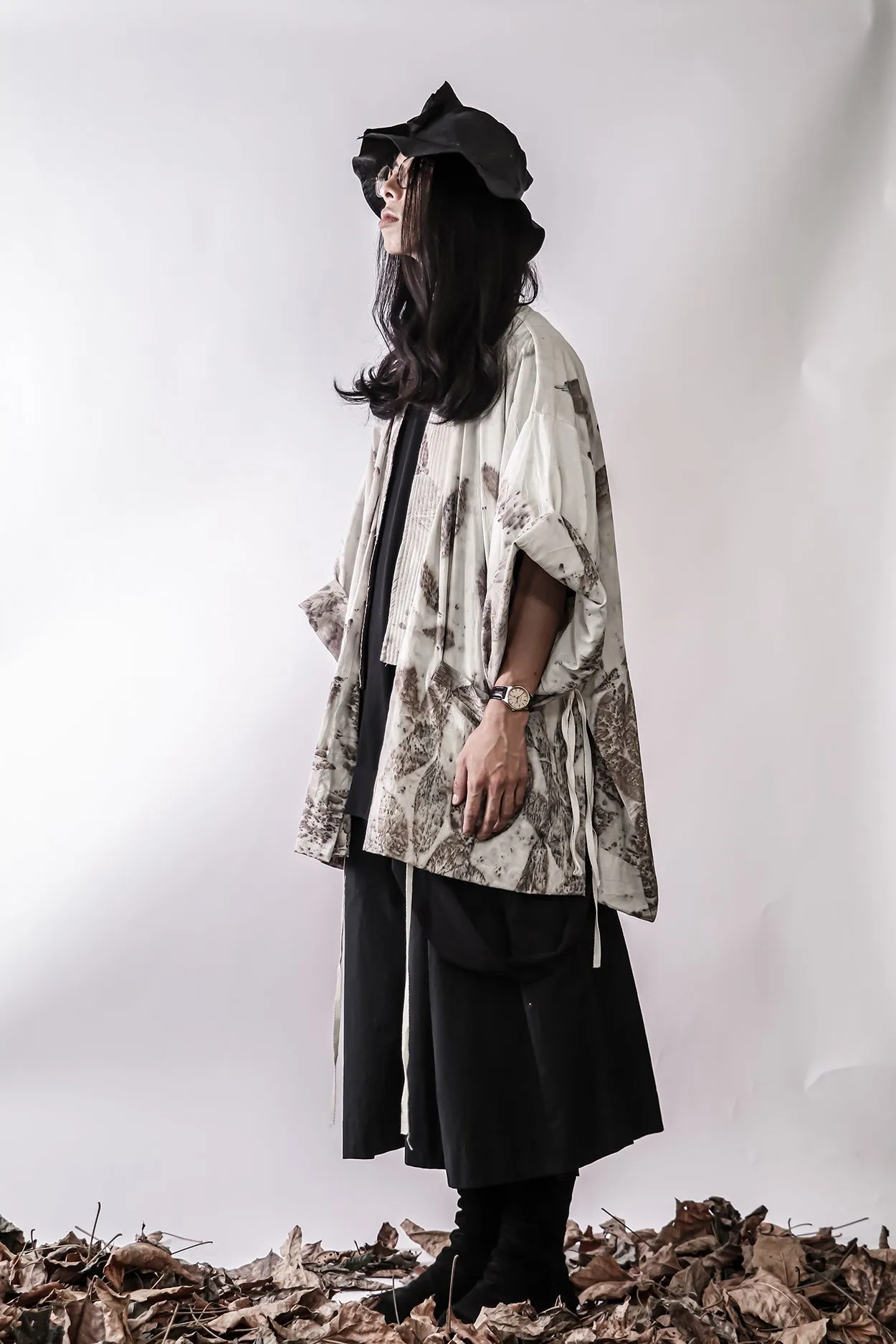 Handmade Botanical Print Oversize Kimono Jacket