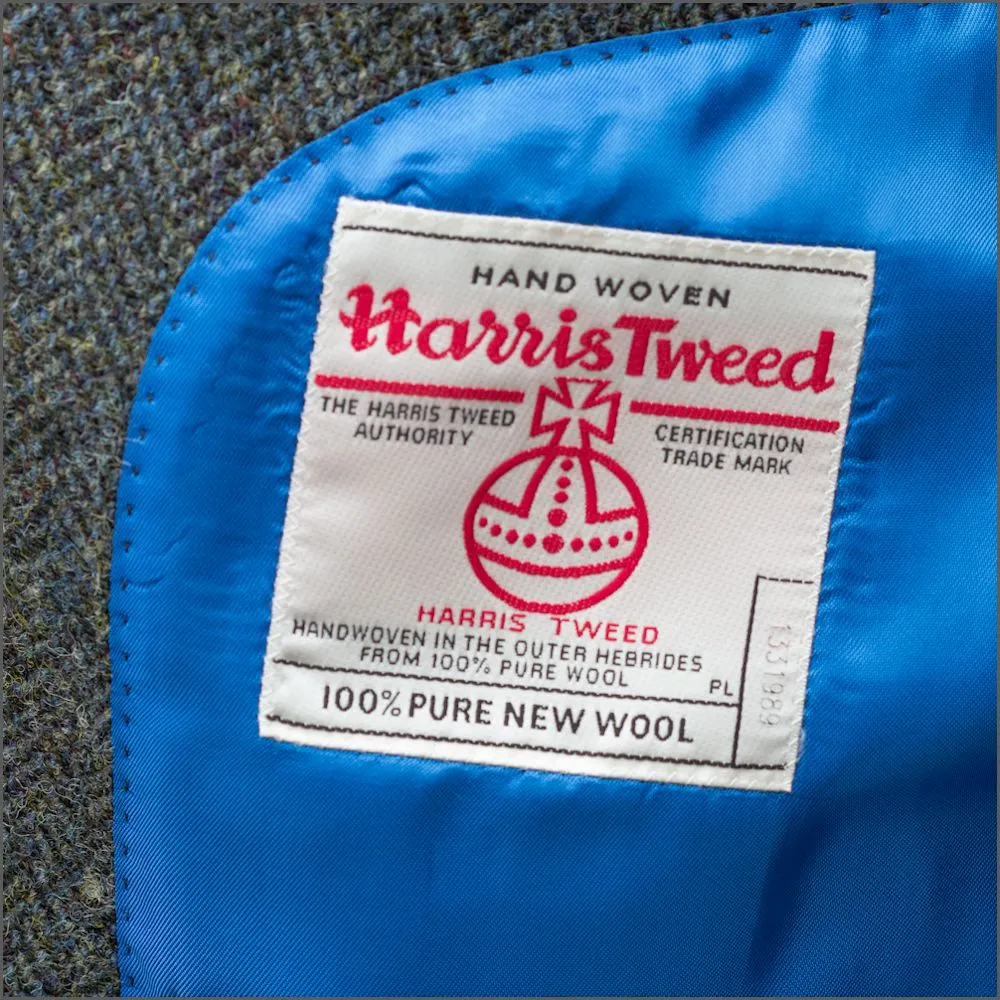 Harris Tweed Blue Heather Herringbone Overcoat--