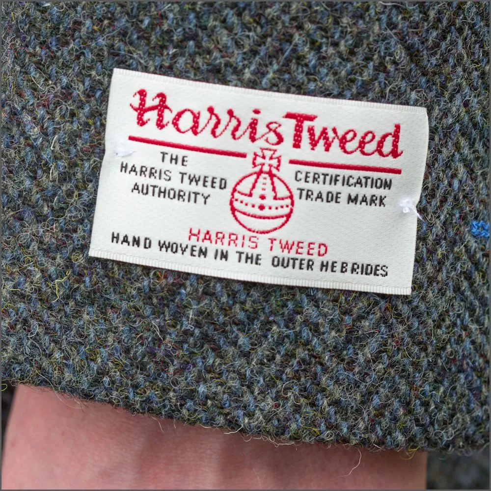 Harris Tweed Blue Heather Herringbone Overcoat--