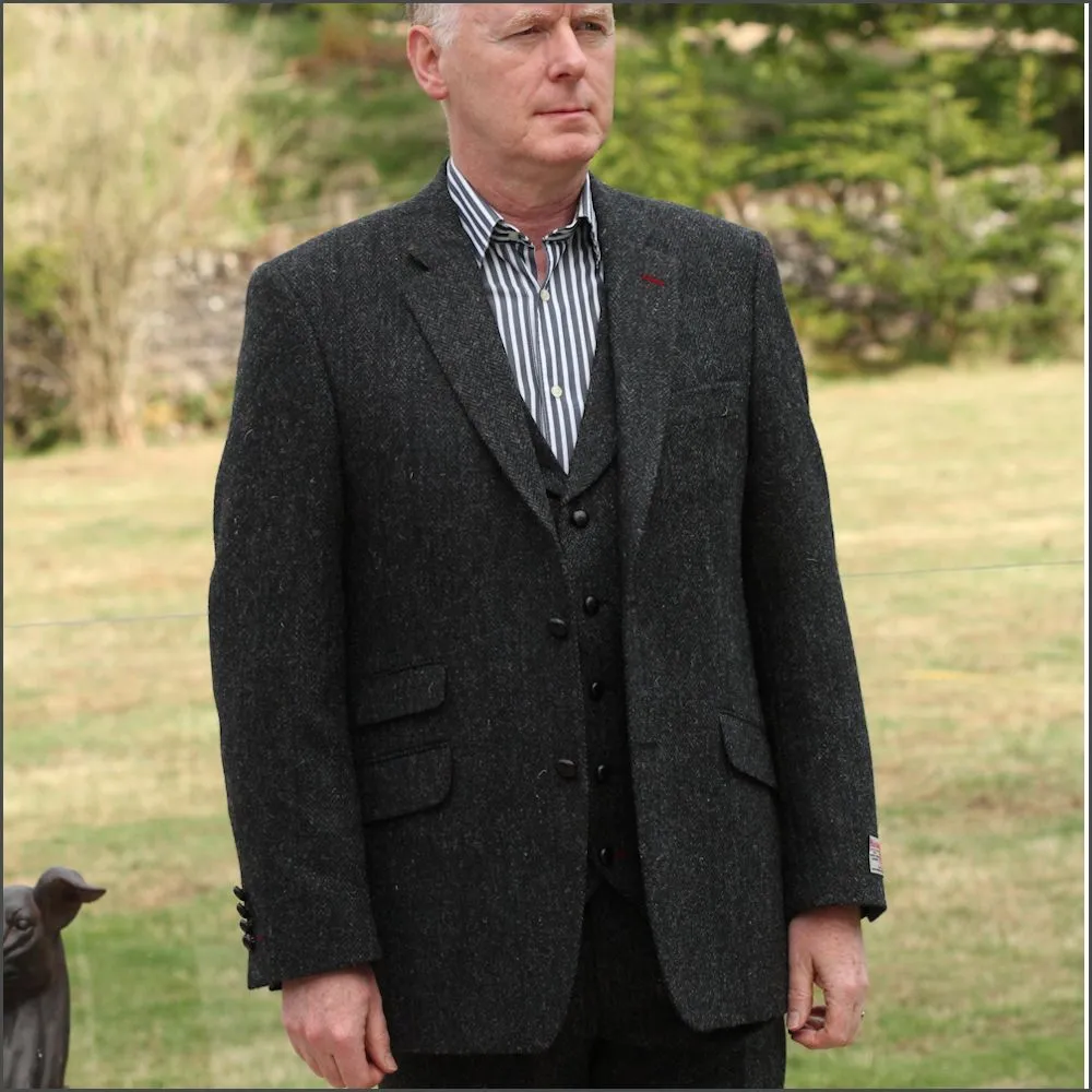 Harris Tweed Charcoal Herringbone 3 piece Suit^^