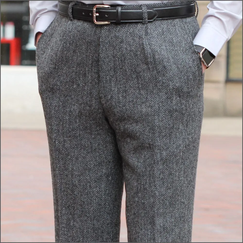 Harris Tweed Grey Herringbone Trouser--