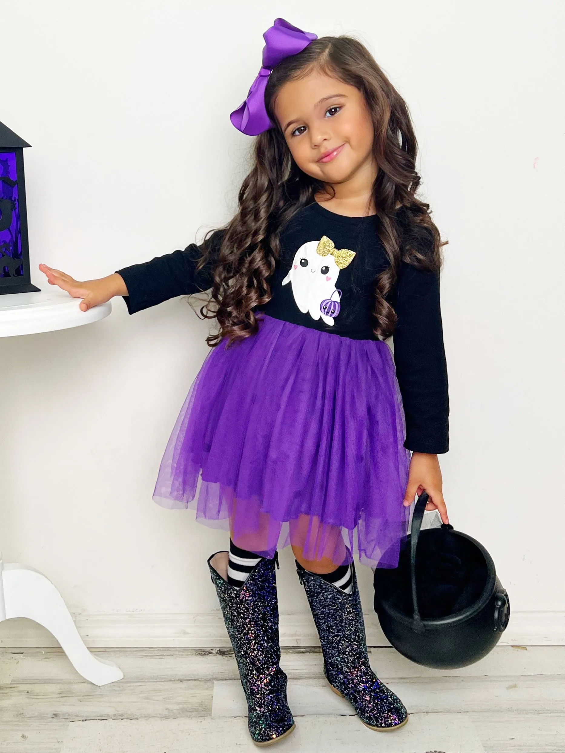 Haunting For Treats Polka Dot Tutu Dress